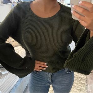 Urban Outfitters Olive Green Bell Sleeve Sweater